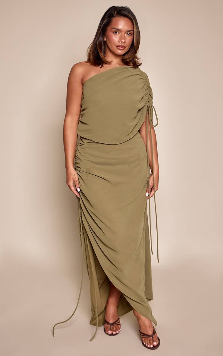 Vert Robe Moulante À Détail Drapé Asymétrique