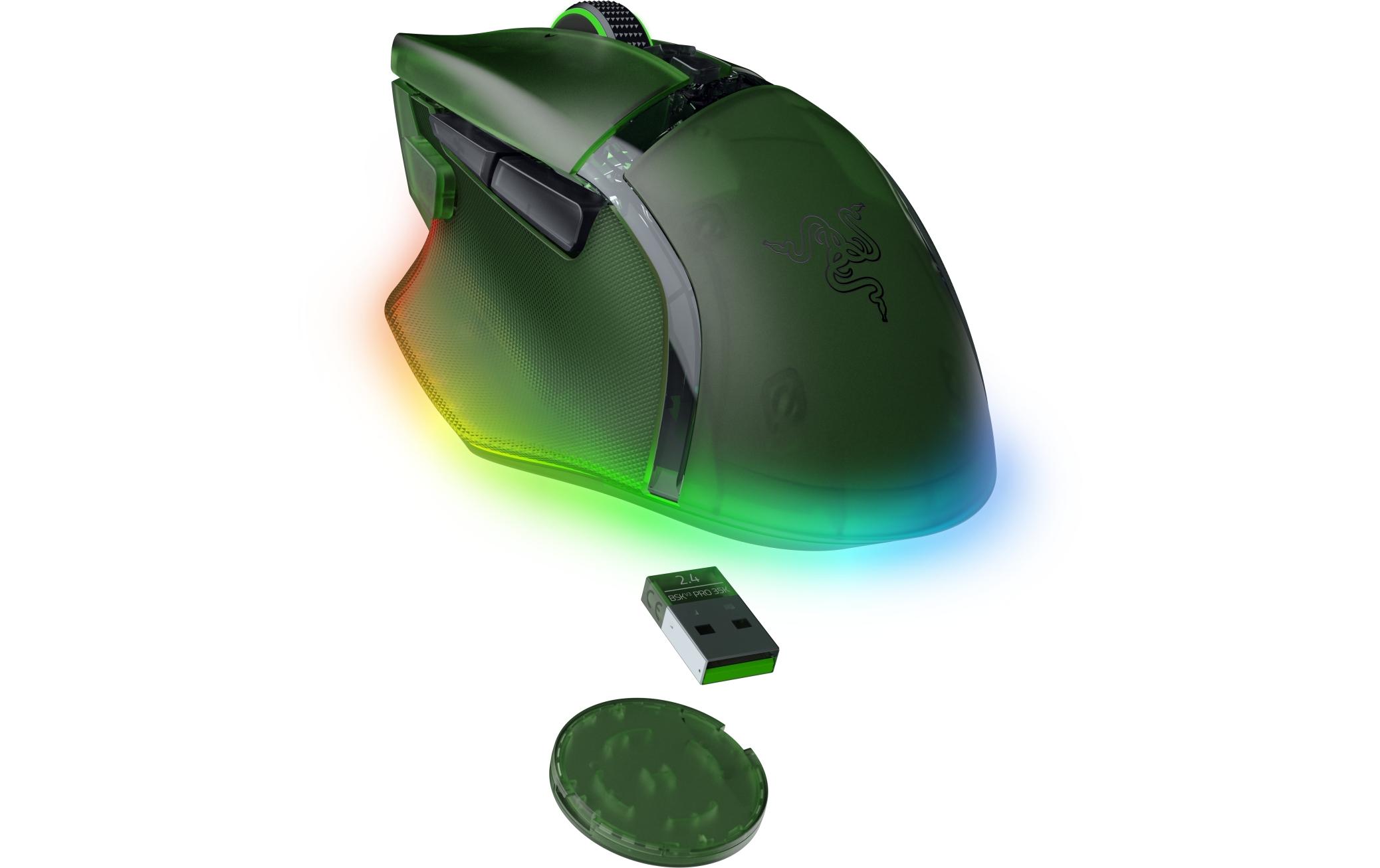 Gaming-Maus Basilisk V3 Pro 35K – Phantom Green Edition<br>Kabellose, ergonomische RGB-Gaming-Maus mit präzisem Sensor und anpassbarem Mausrad für perfektes Gameplay