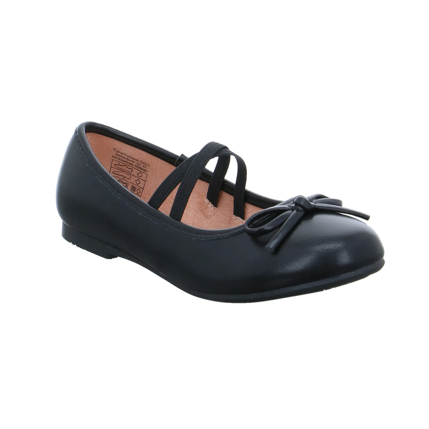 INDIGO Mädchen-Ballerina Schwarz Lederimitat  Festlicher Schuh