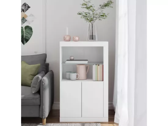 Armoire latérale avec éclairage LED blanc bois d'ingénierie