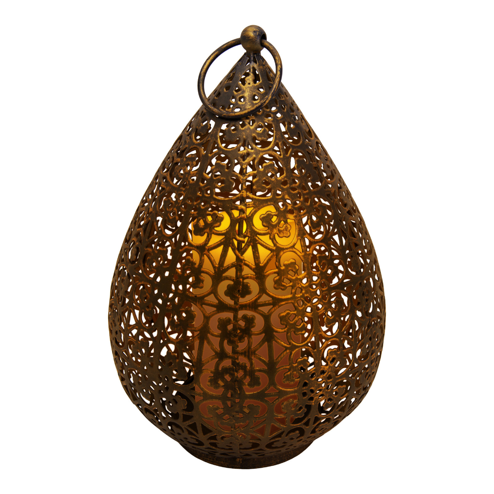 LED-Dekoleuchte - antik-gold - mit Flammeneffekt