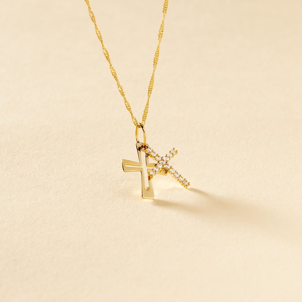 Pendentif Canice Croix Or Jaune Oxyde De Zirconium