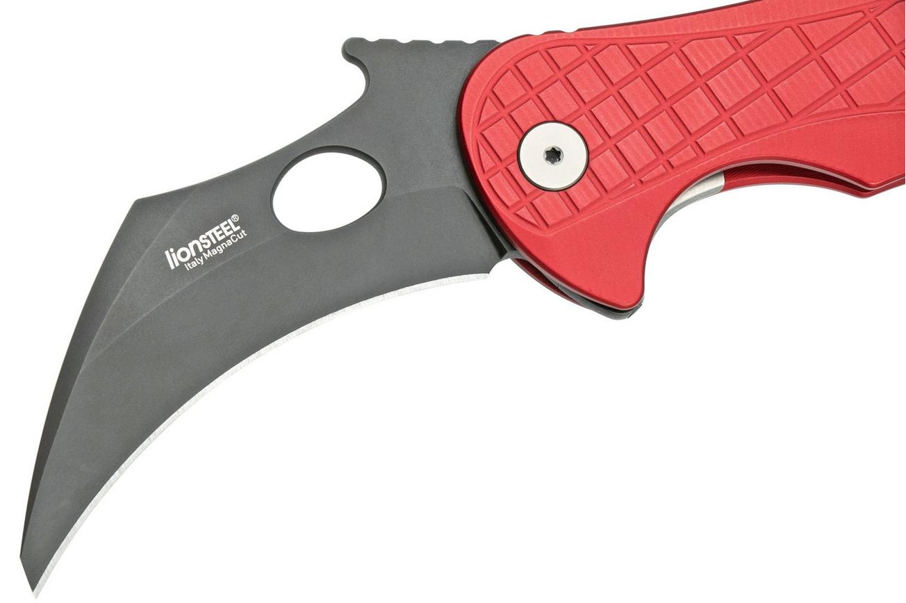 LionSteel L.E.One LE1-A-RB MagnaCut, Black, Red Aluminium, Karambit zakmes