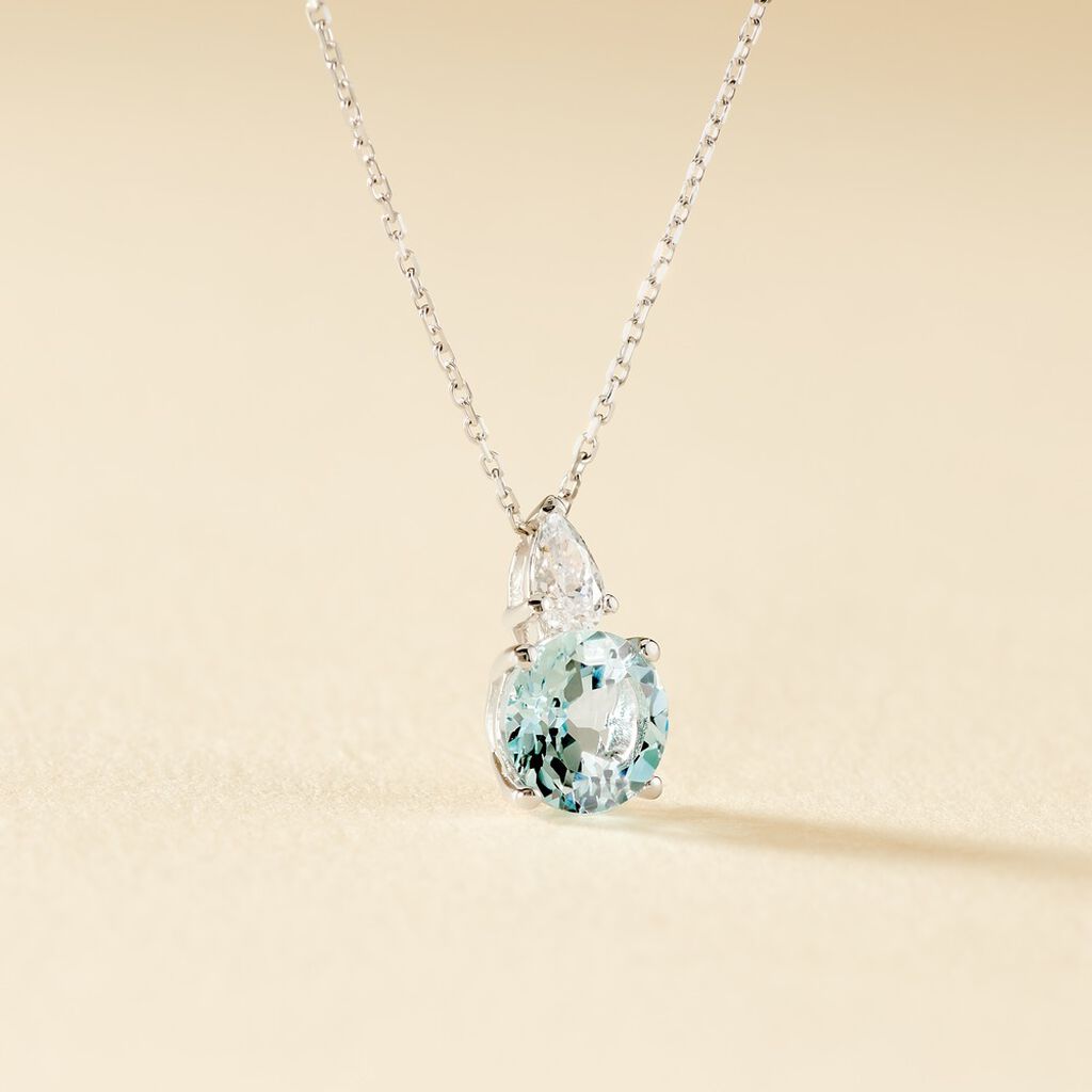 Collier Giana Or Blanc Topaze Et Oxyde De Zirconium