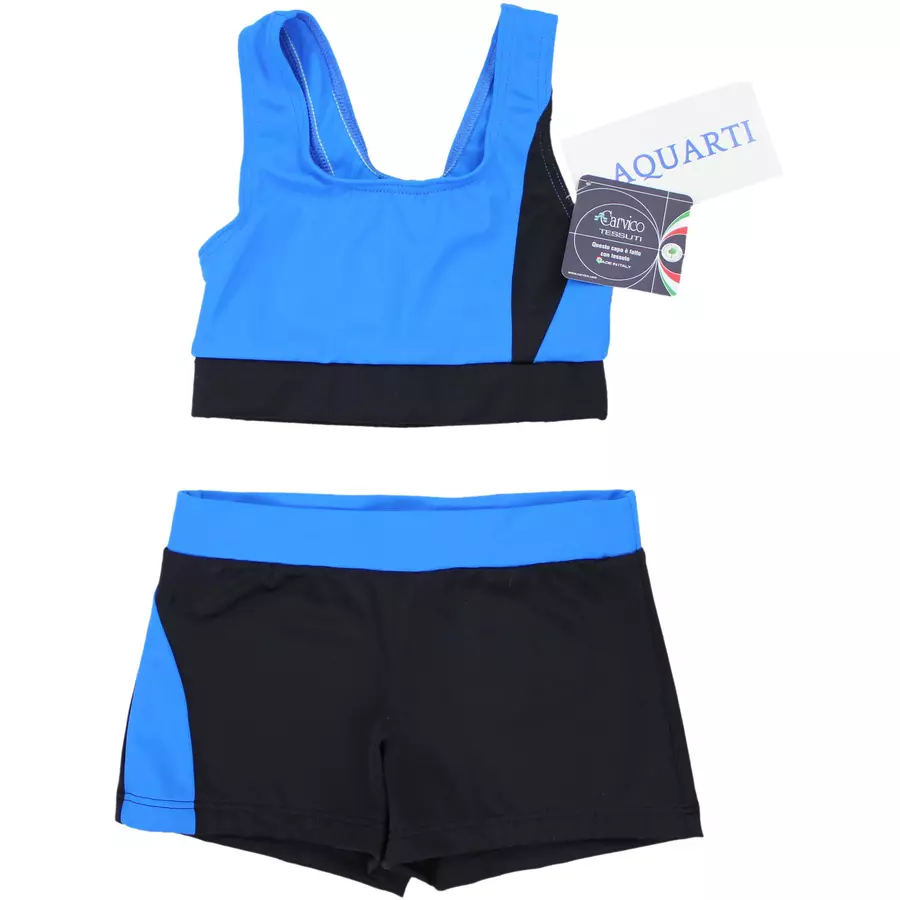 Aquarti Mädchen Sport Bikini - Racerback Bustier & Badehose schwarzblau