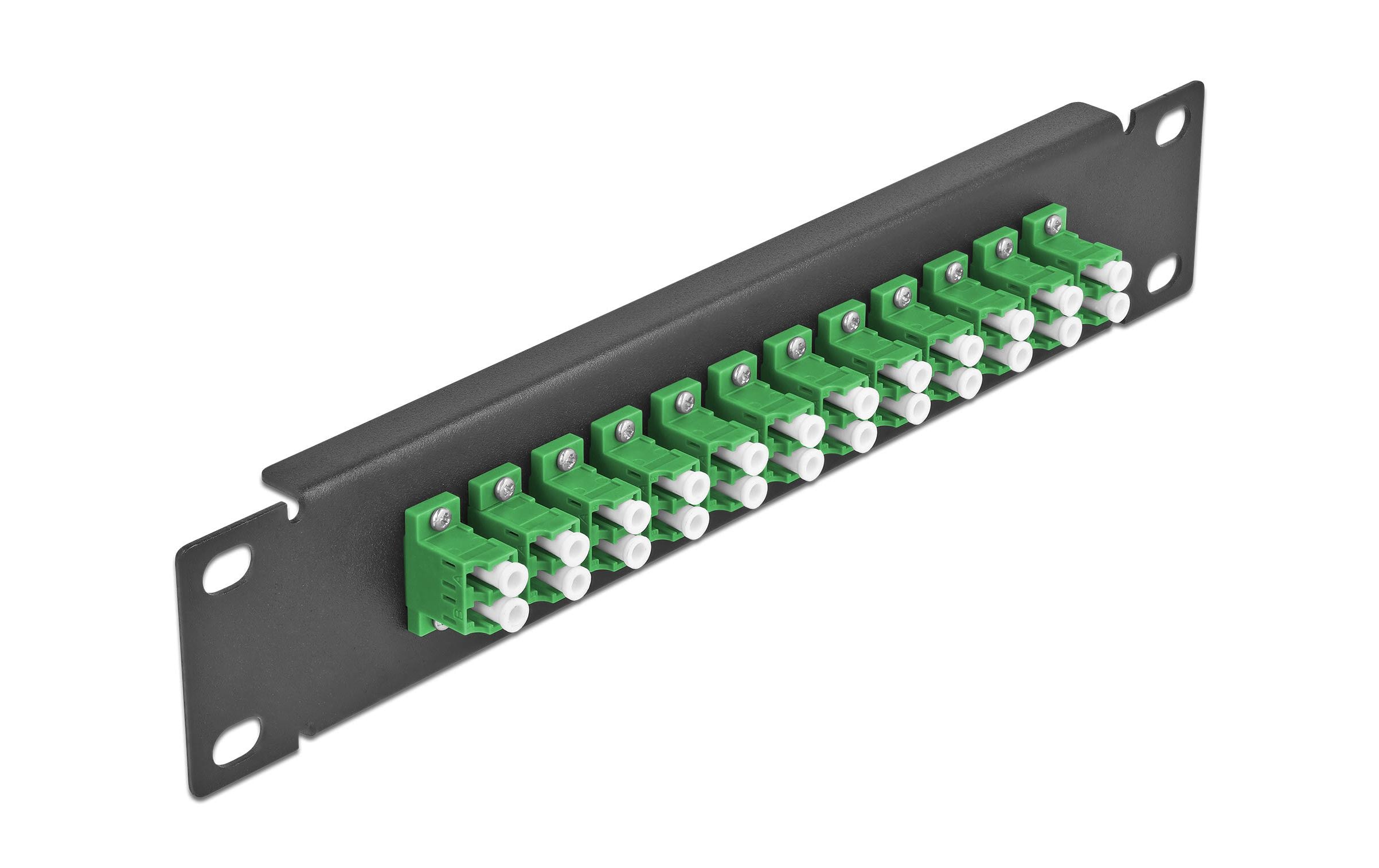 Verteilerplatte 10″ LWL Patchpanel 12 Port LC Duplex schwarz10″ LWL Patchpanel 12 Port LC Duplex grün 1 HE schwarz