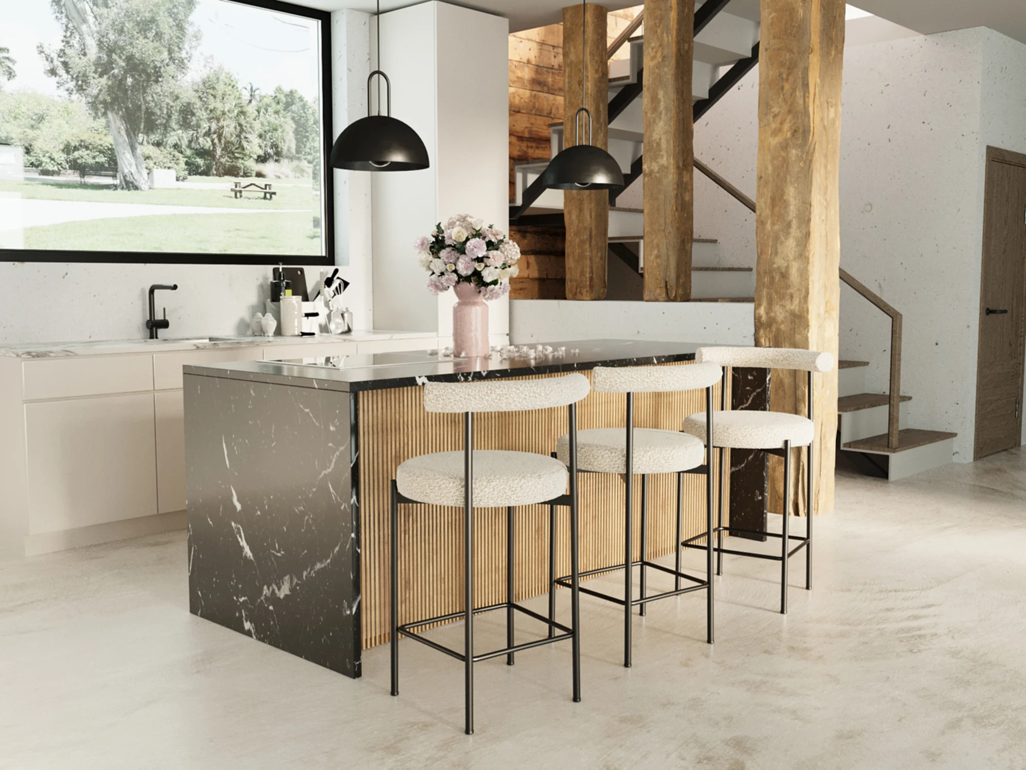 CHARLOTTE - Lot de 2 chaises de bar | Blanc