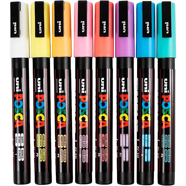 Posca Marker Set 8 stk Soft Colors PC-3M Spiss 0,9-1,3 mm