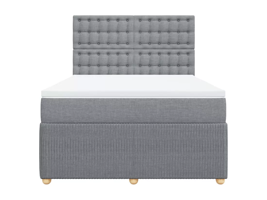 Sommier à lattes de lit avec matelas Gris clair 140x190cm Tissu