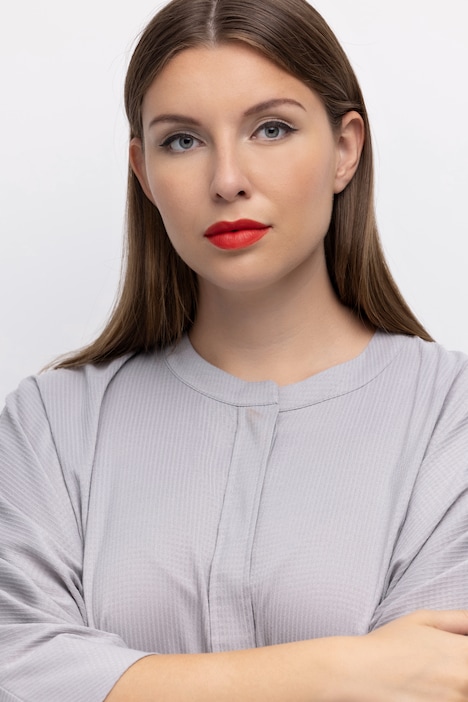 Bluse, Struktur, Oversized, Stehkragen, 3/4-Arm