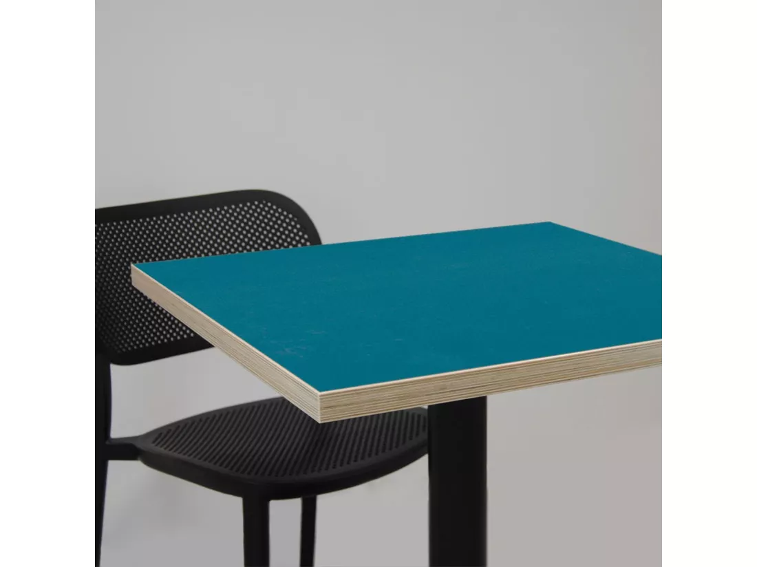Mange-debout 60 x 60 cm - modèle Rome bleu avec chants bois