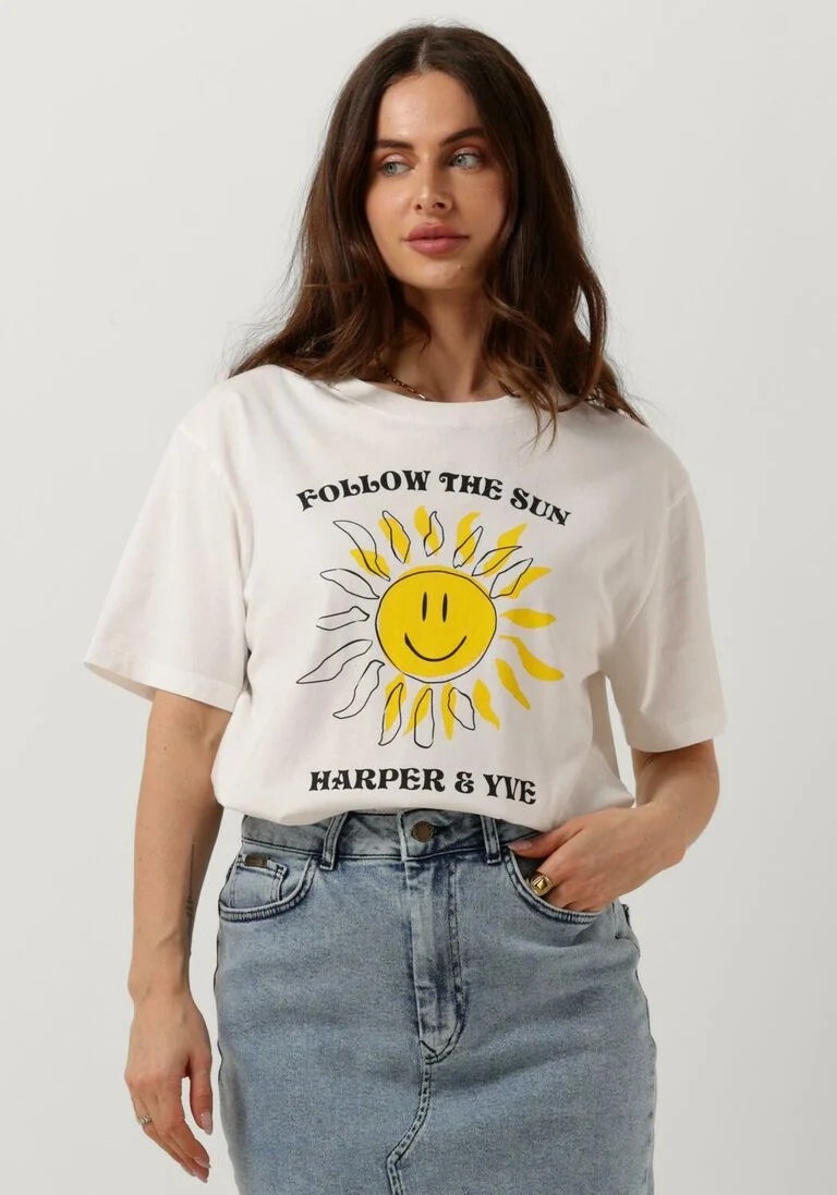 HARPER & YVE witte harper & yve t-shirt smiley-ss