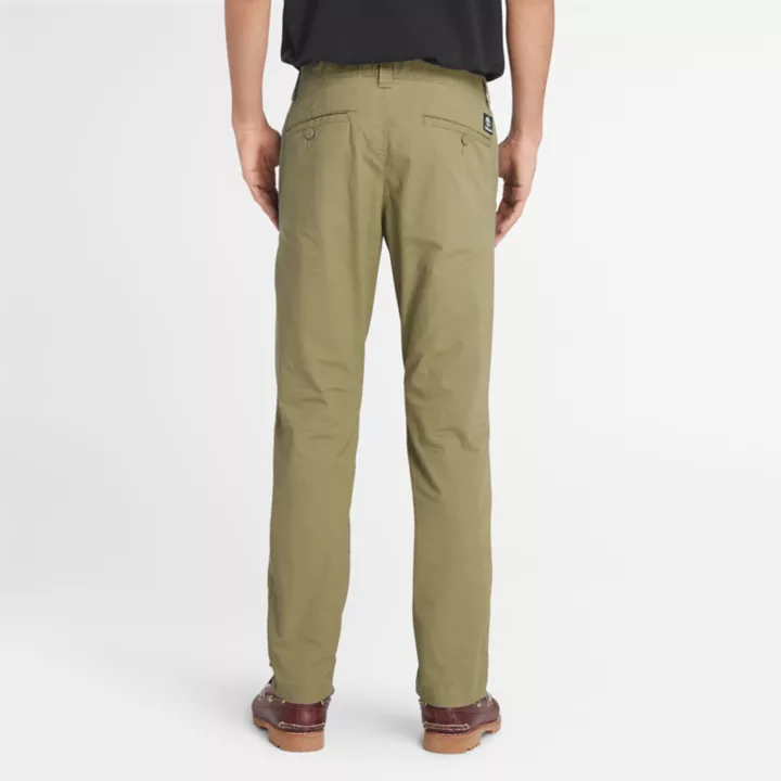Chino en popeline pour homme en vert