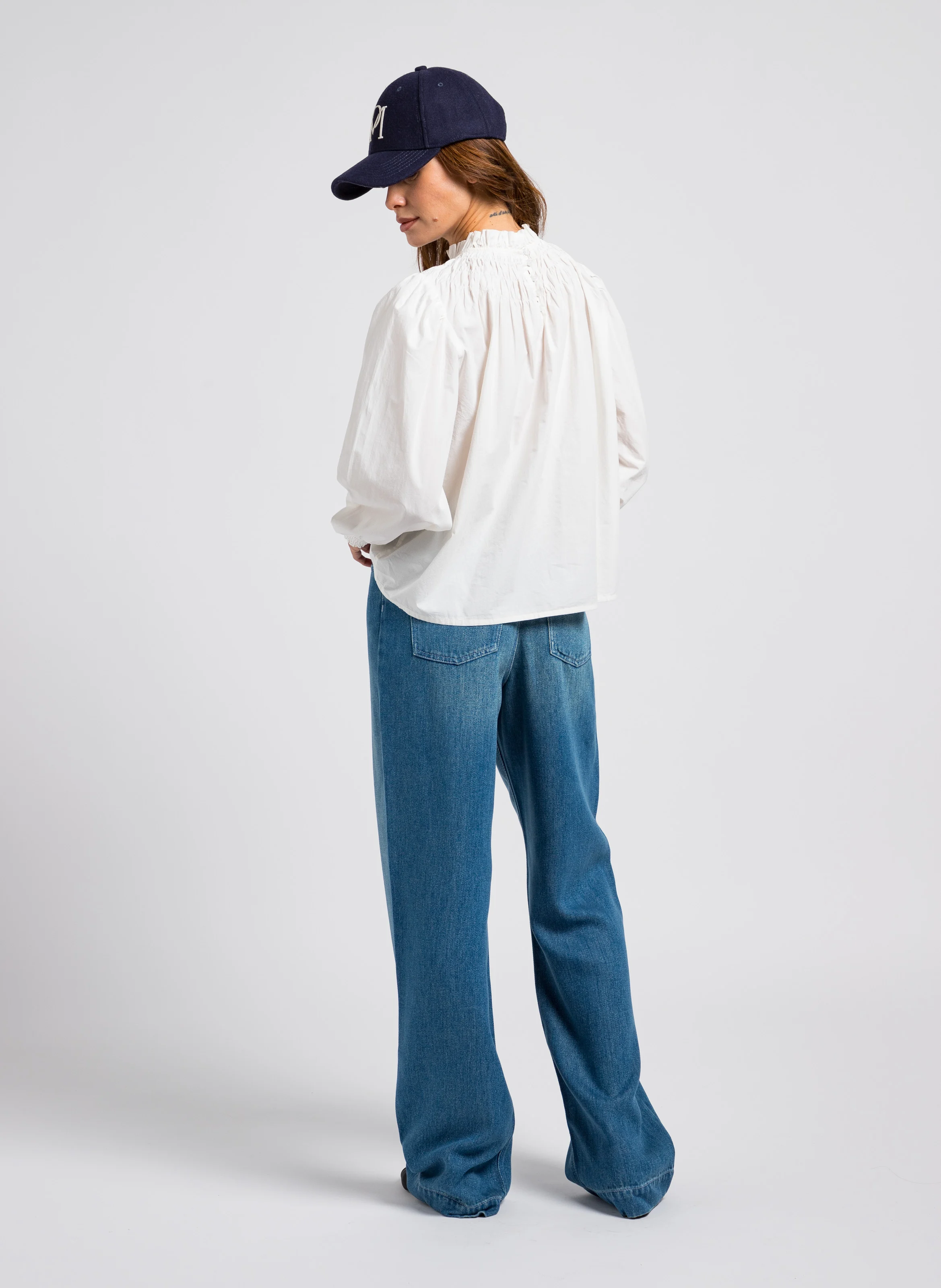 TISSAM - Blouse col rond en coton | Blanc