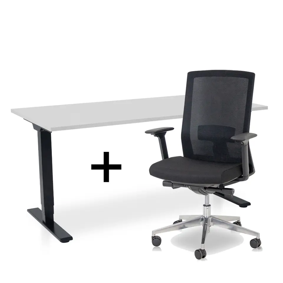 MRC COMFORT Set - Zit-sta bureau   stoel - 160x80 - grijs