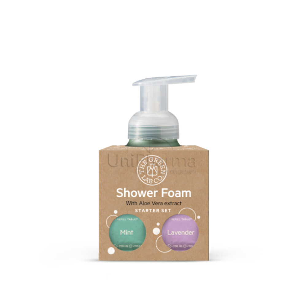 The Green Lab Co Starter Set Doucheschuim Tabletten Lavender & Munt + Terra Forever Bottle