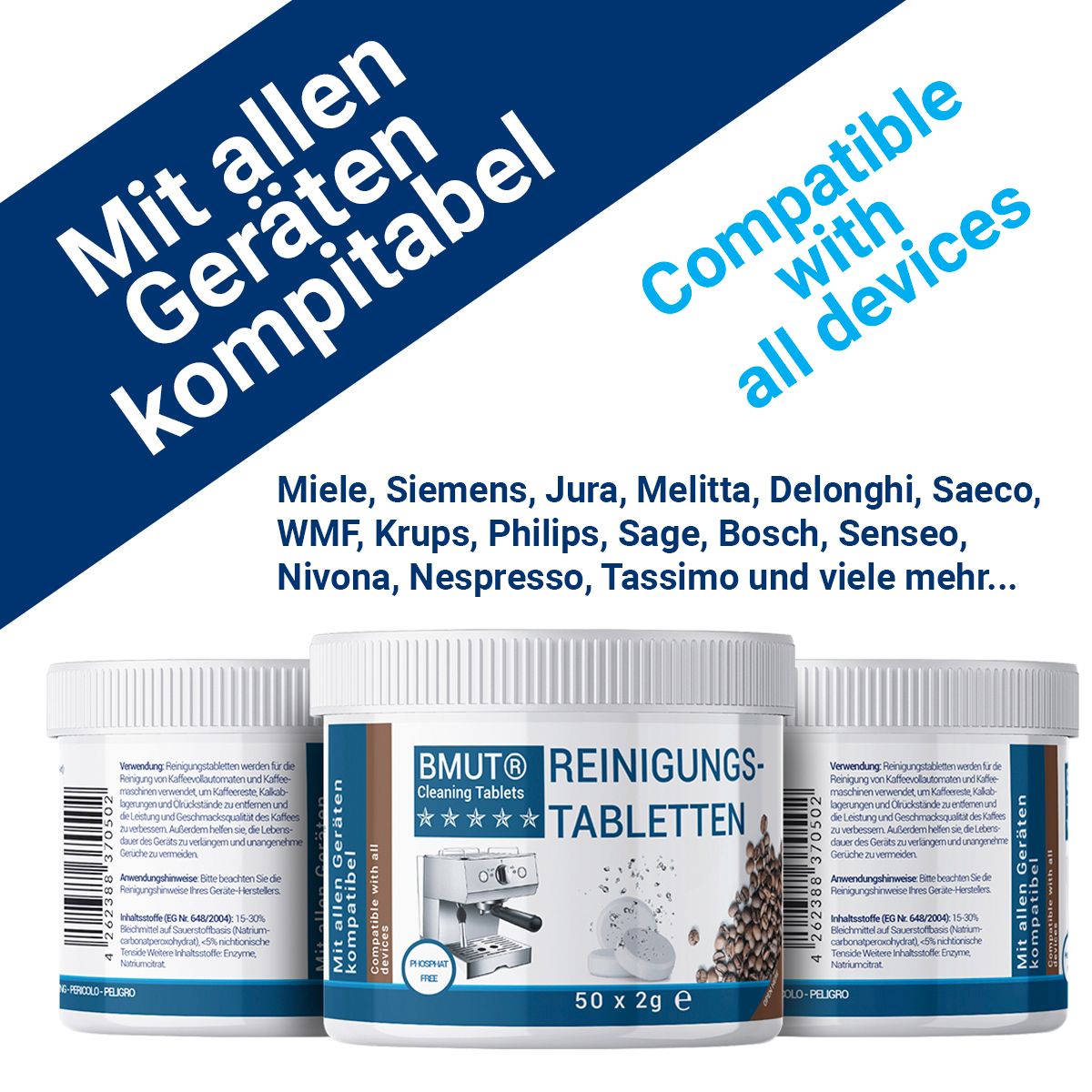 BMUT Reinigungstabletten für Kaffeevollautomaten, Kapselmaschinen & Kaffeemaschinen