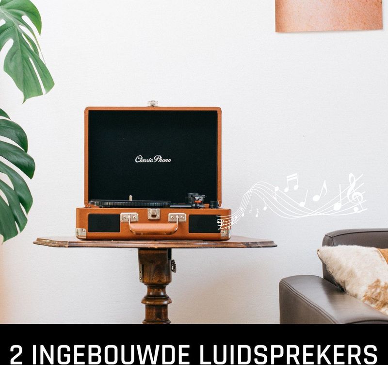 Classic Phono TT-10 - Platenspeler met 2 ingebouwde speakers - Bruin
