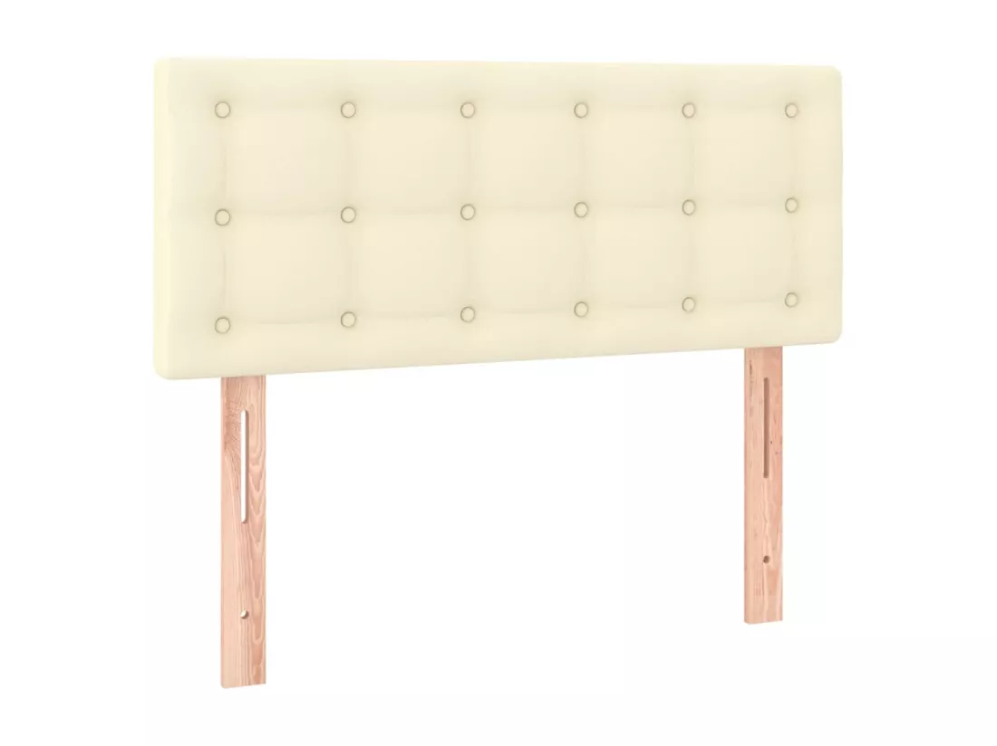 Sommier tapissier et matelas et LED Crème 100x200 cm Similicuir