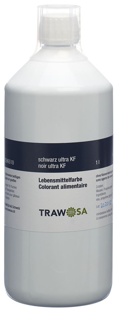 TRAWOSA Lebensmittelfarbstoff schwarz Ultra für Kuchen und Flüssigkeiten 1000 ml