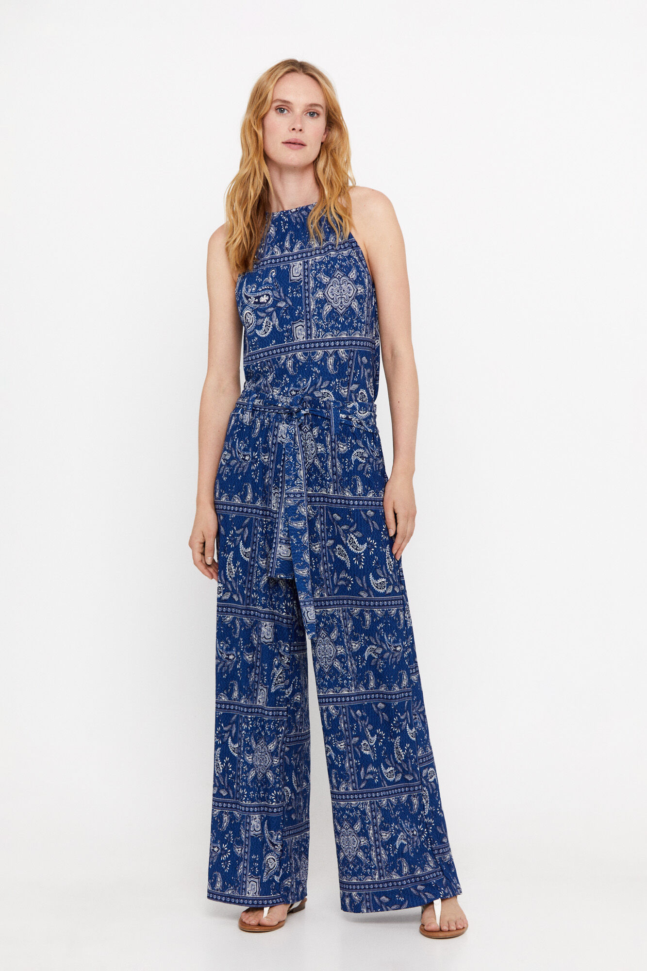 Calças de malha estampadas - Estampa azul