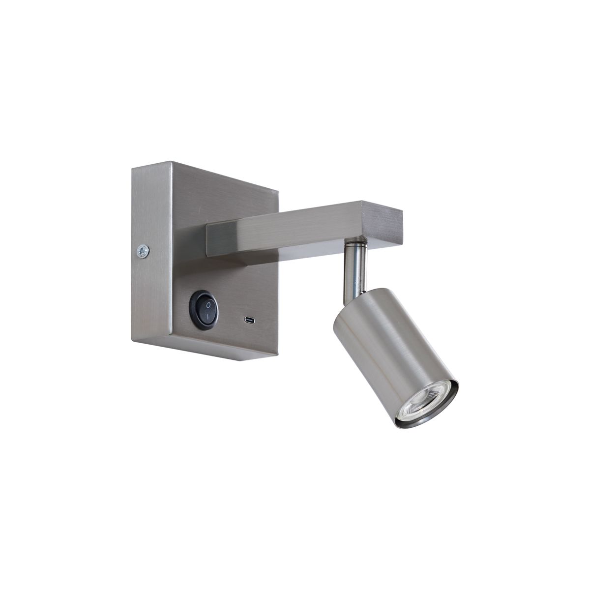 Moderne wandlamp staal met USB-C kantelbaar - Rex