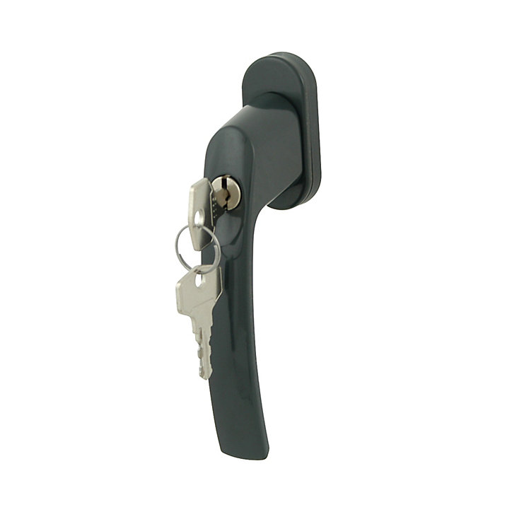 Poignée de fenêtre Minianc avec clé PVC fer aluminium gris l.2,9 x H.15,4 x P.6 cm