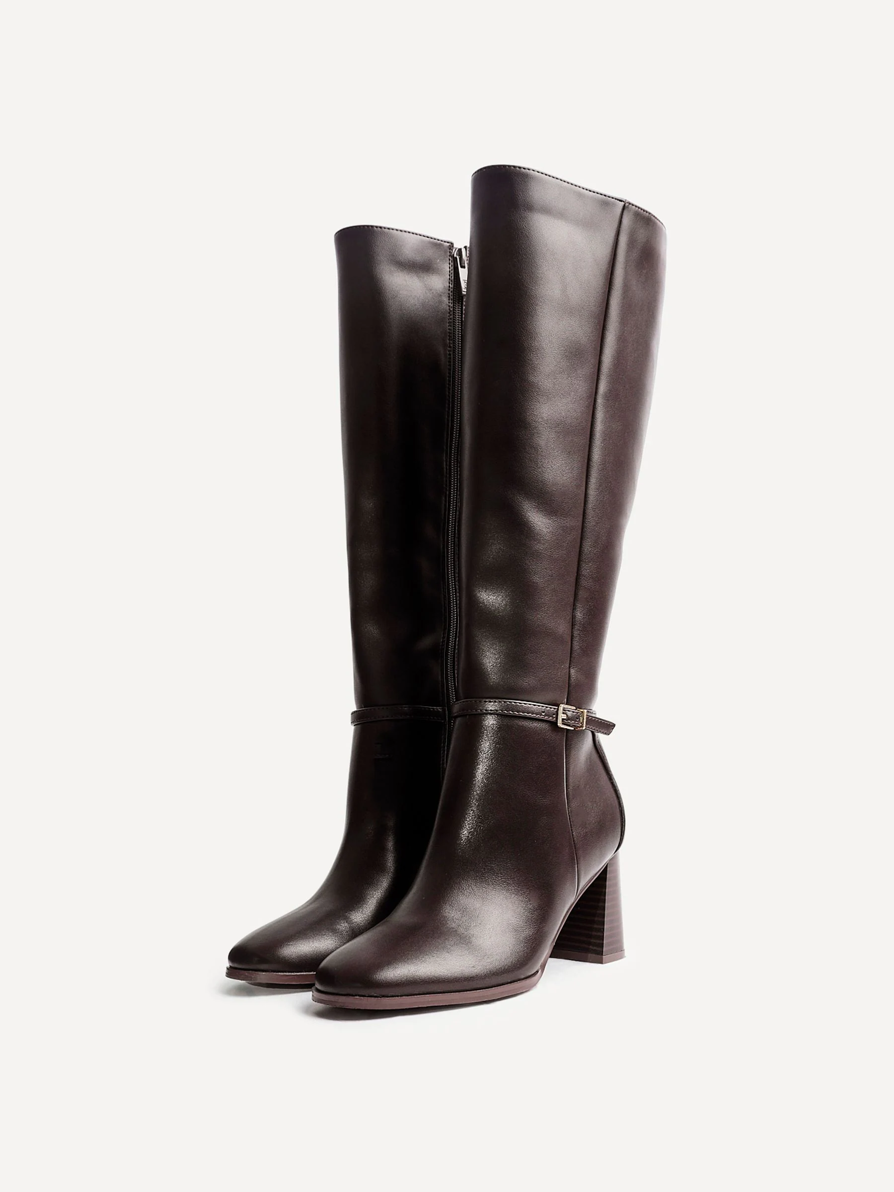 Bruin - Linzi Midtown Block Heel High Leg Boots With Buckle Detail