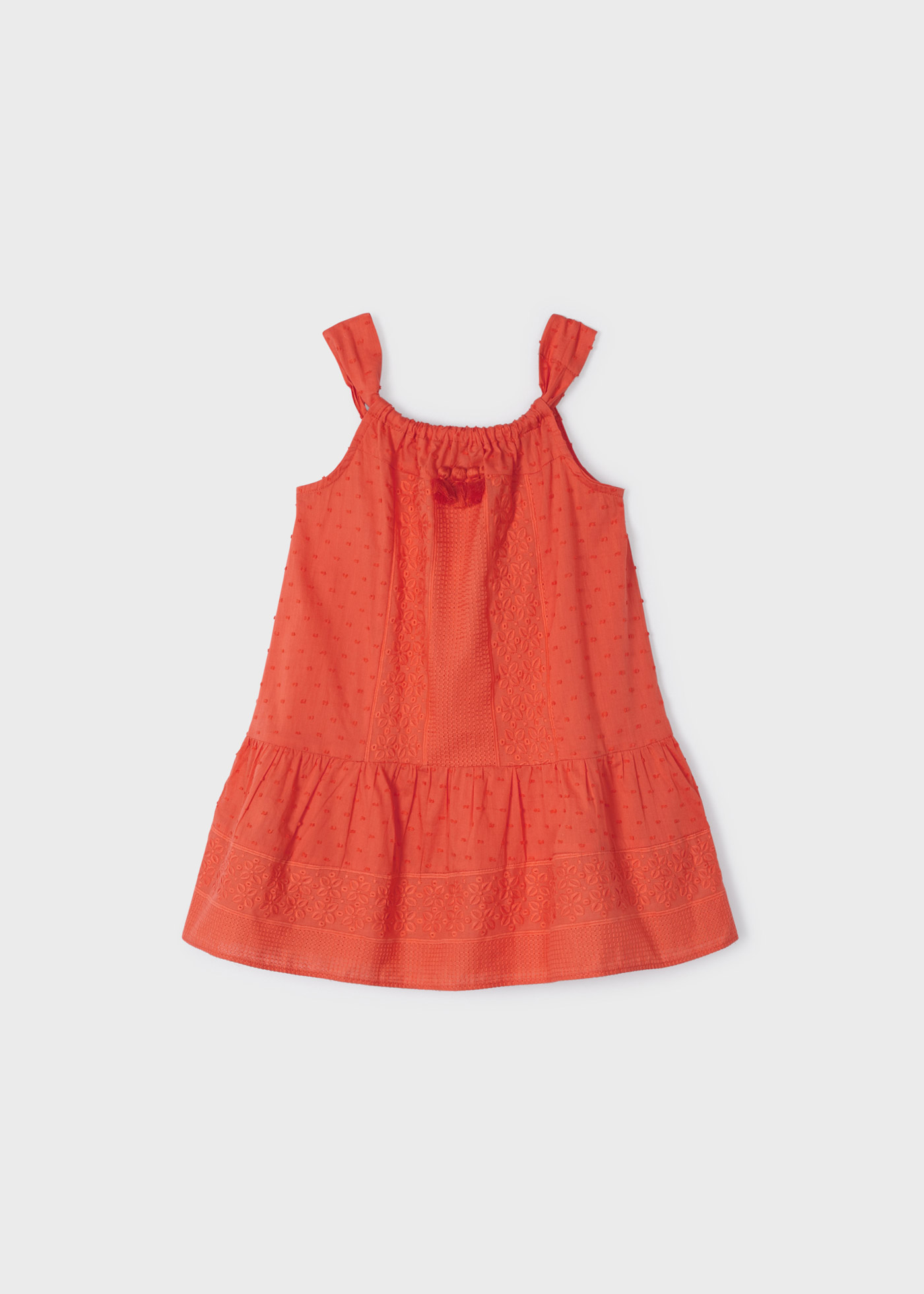 Vestido de algodão com bordados para meninas
