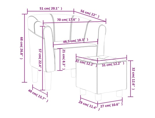VIDAXL - Fauteuil cabriolet avec repose-pied bleu foncé velours