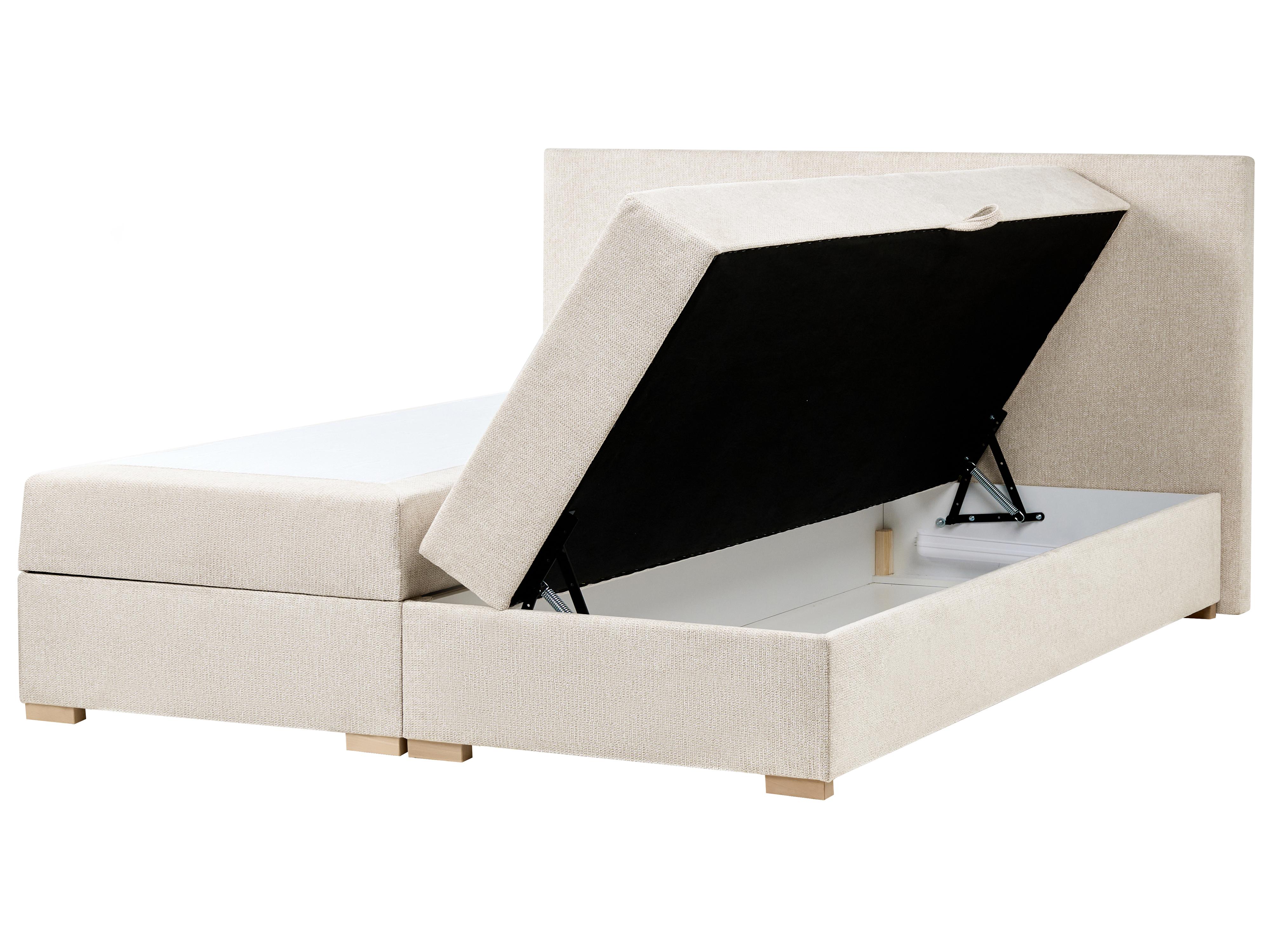 Boxspring met opbergruimte Stof MAJOR 180 x 200 cm Lichtbeige