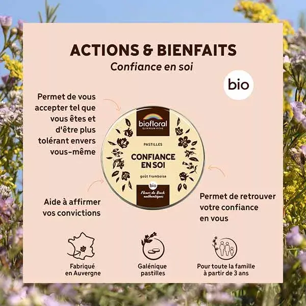 Pastilhas Biofloral Autoconfiança, Pastilhas Orgânicas para Emoções, 50g