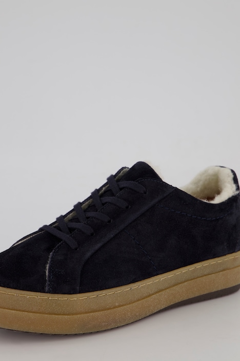 Leder-Sneaker, Wollfutter, Veloursleder, Weite H
