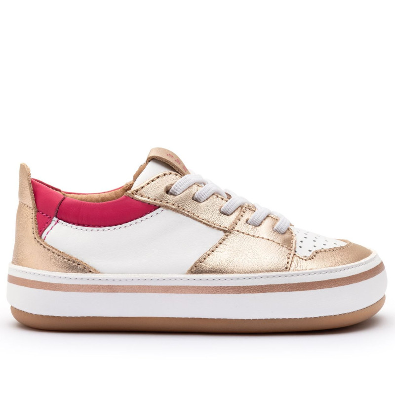 Tip Toey Joey Tip Toey Joey Primeiros Sneakers Ollie White Metalic Salmon Pitaya