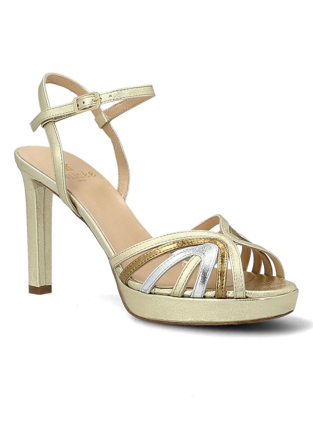 SANDALE PLATEAU ANTONELLA CUIR MULTI METALLISE