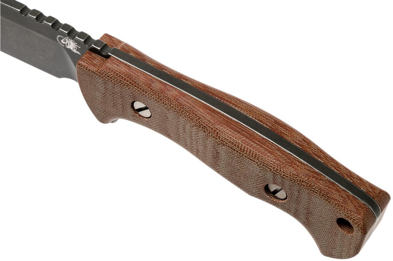 Rick Hinderer Ranch Bowie Natural Canvas Micarta, Battle Black, bowie mes