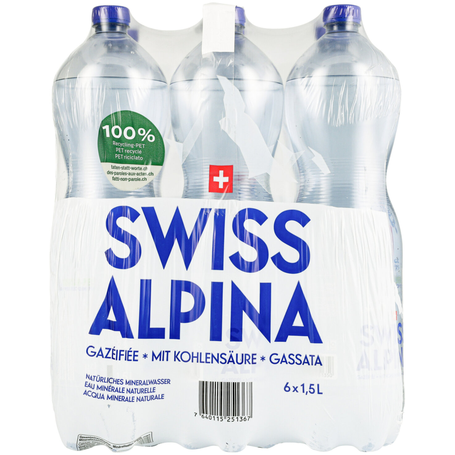 Swiss Alpina Blau Mineralwasser mit Kohlensäure 6x1,5l