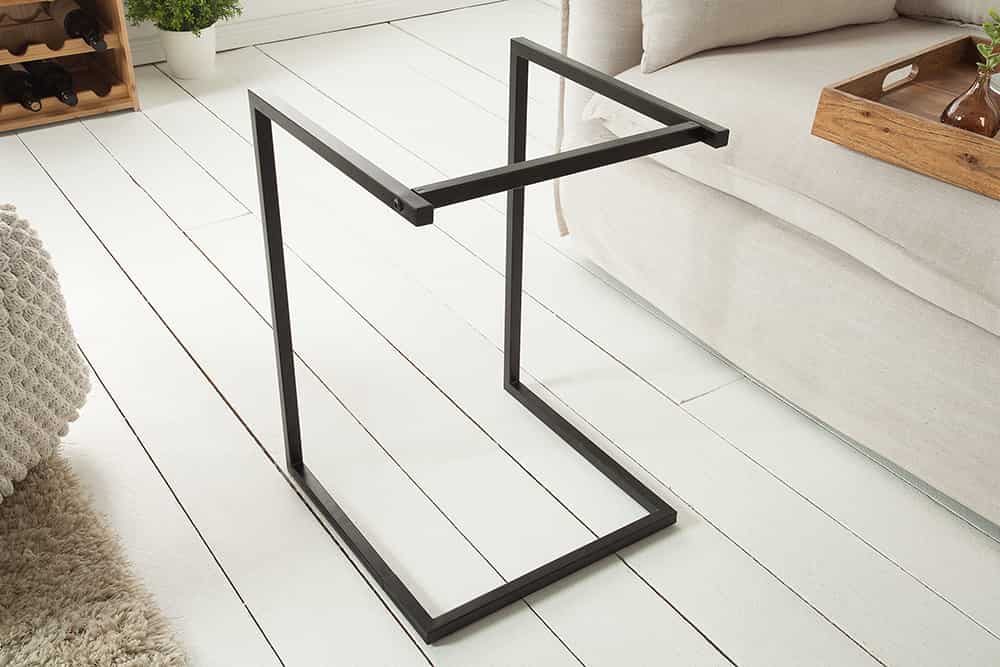 Design Beistelltisch CIANO 40cm Akazie Massivholz schwarz Tablett-Tisch