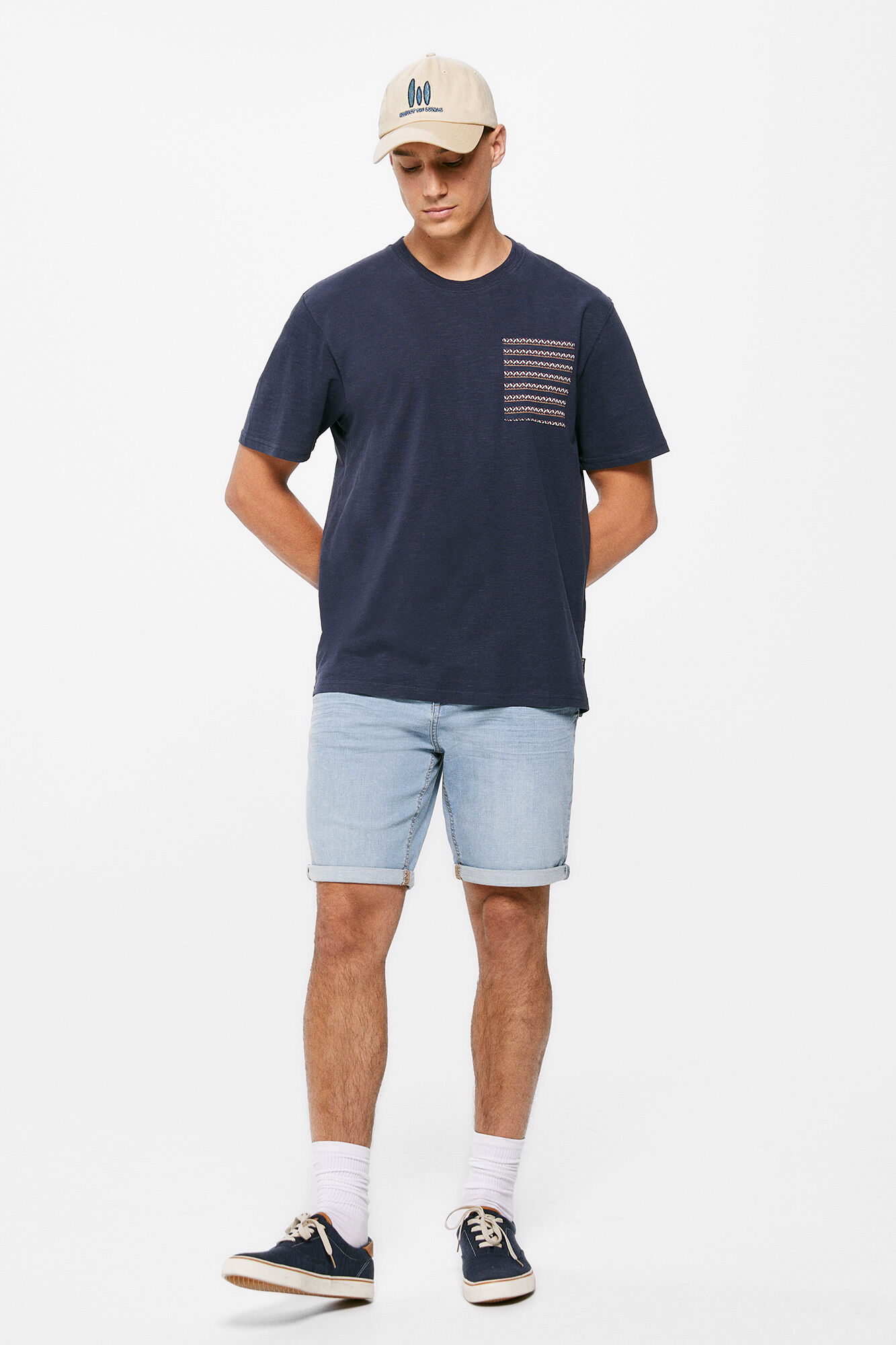 Camiseta de bolso estampada - azul escuro
