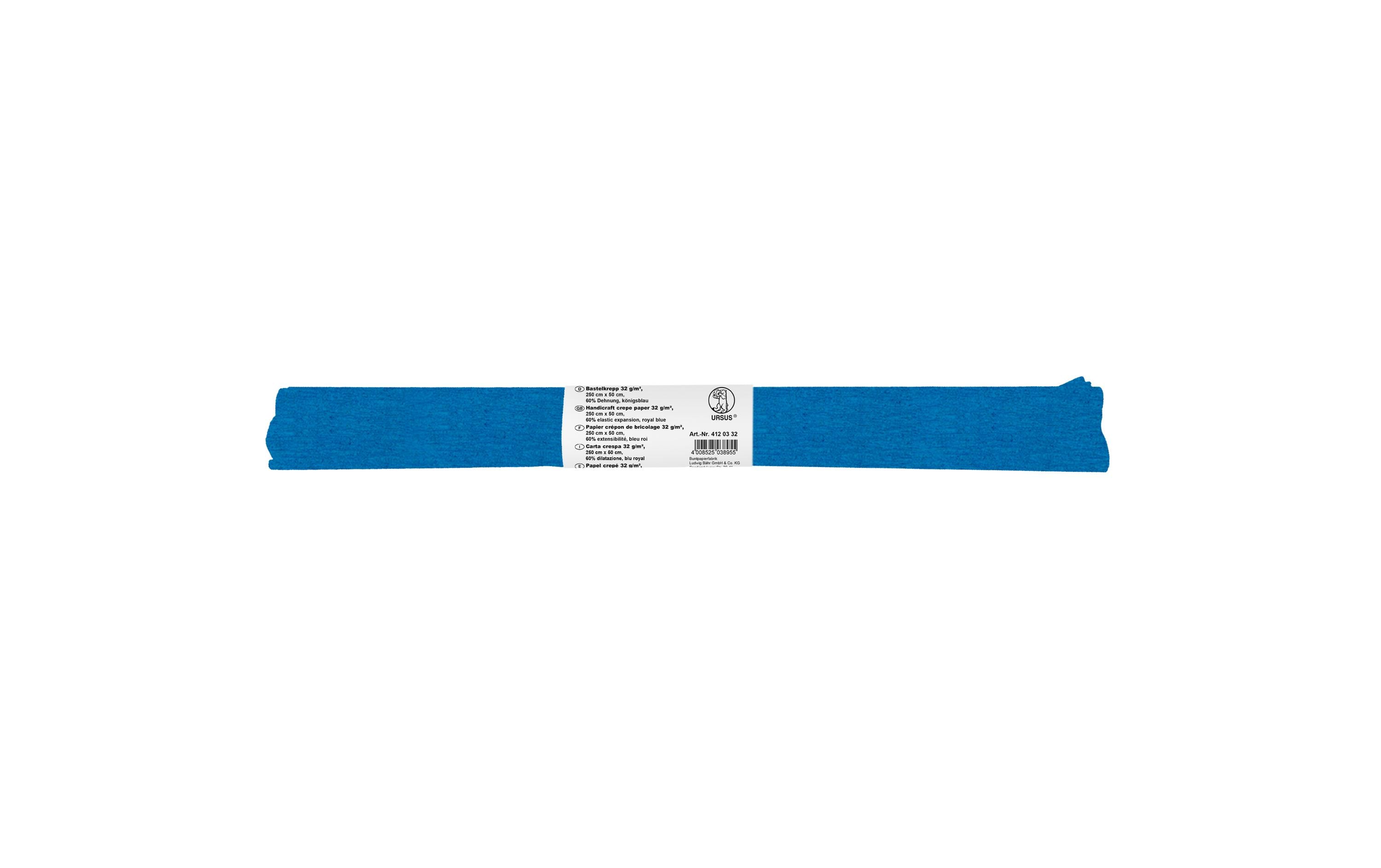 Krepppapier 50 cm x 2.5 m, 32 g/m², KönigsblauBastelkrepp auf der Rolle
