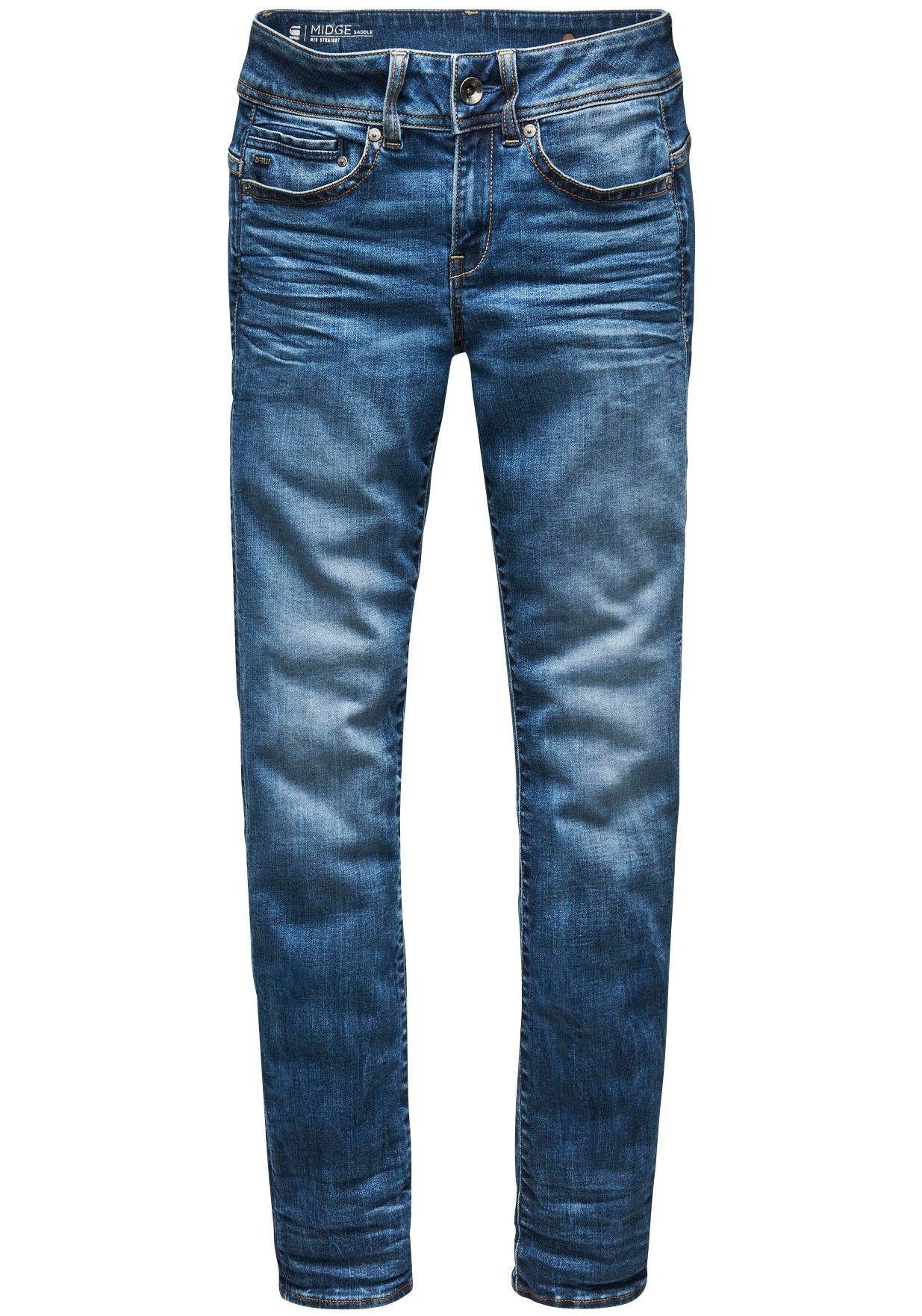 G-STAR Straight-Jeans »Midge Straight Women«, mit Used-Effekten