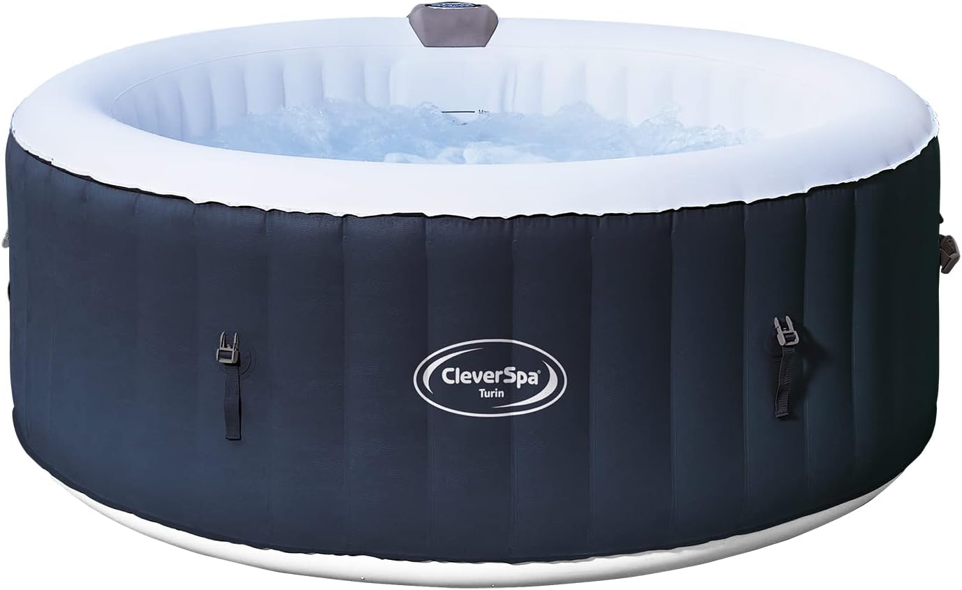 Spa gonflable 6 places rond - cleverspa modèle turin - diamètre : 208 cm - filtre et bâche inclus
