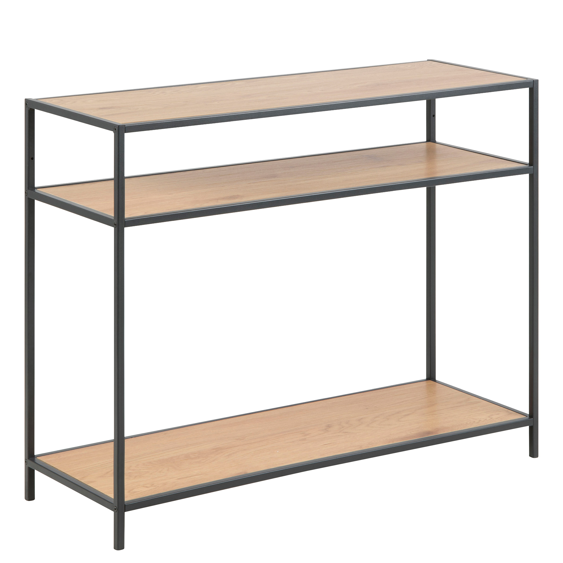 Konsolentisch SEAFORD - schwarz-Wildeiche - 2 Ablagen - 100 cm