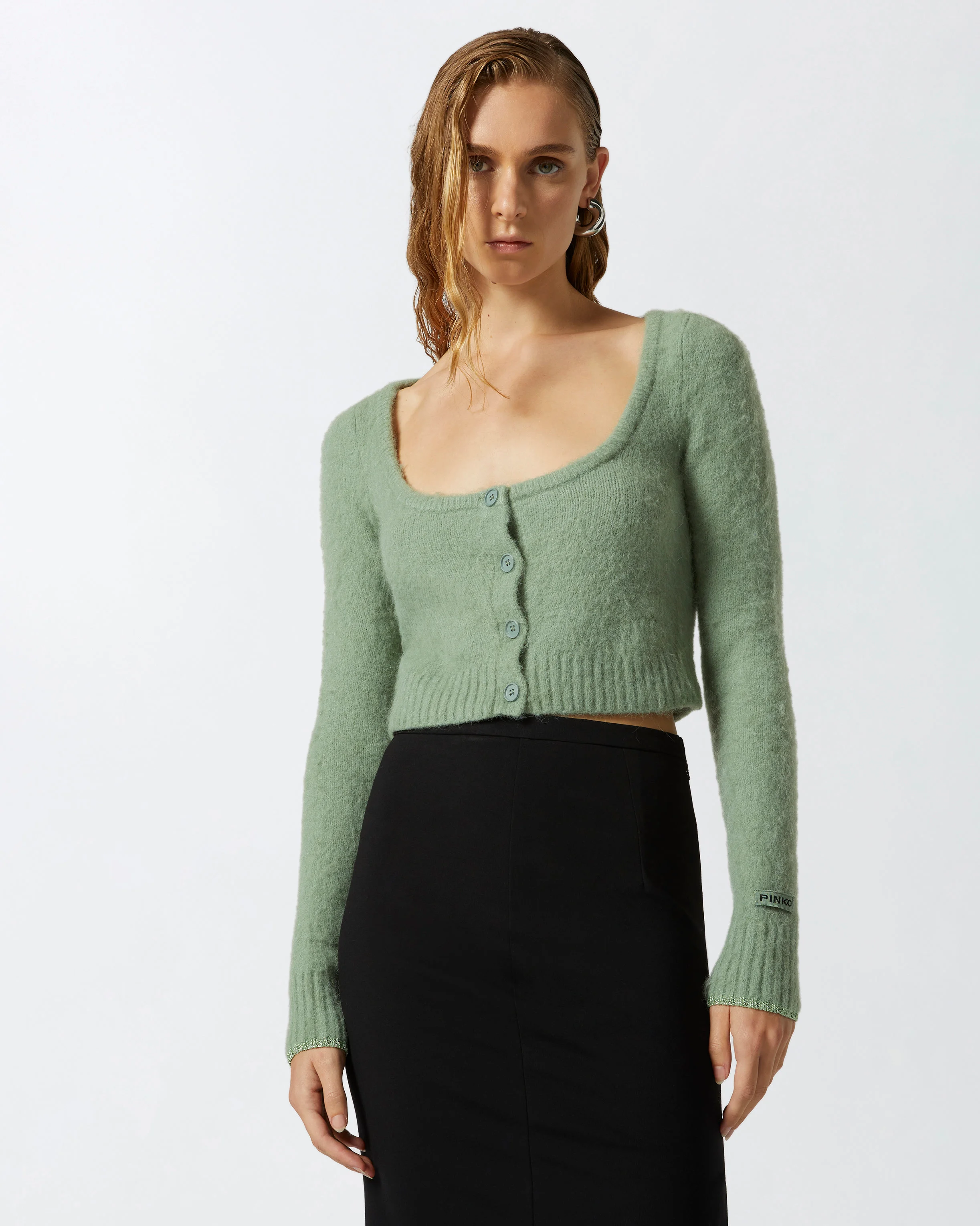 Gilet court en maille douce | Vert