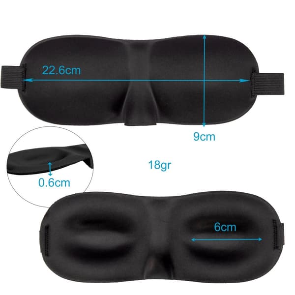 Øyemaske i svart Ergonomisk formet unisex-søvnmaske for avslappende søvn Passer godt på nesen og gir mer plass til øyne og øyevipper