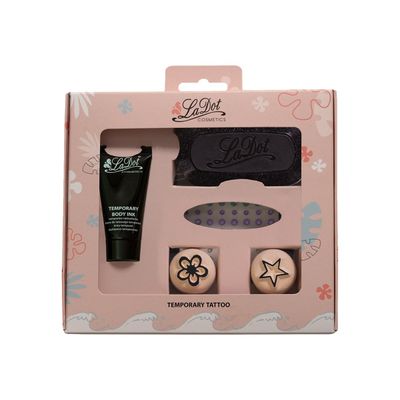 LaDot - Kit pour tatouage éphémère - tampon encreur + encre pour le corps 15 ml + 2 pierres S67 & S70 + 80x strass