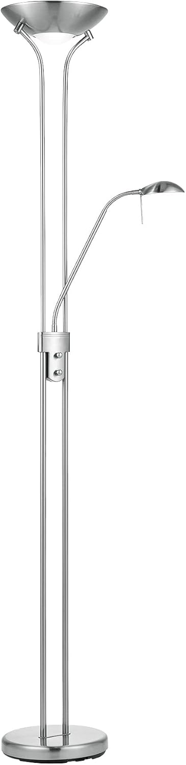 Home Sweet Home Moderner Matt Satiniert LED-Stehleuchte | 50/50/180cm | Retro Stehlampe Dimmbar Mit Leselampe | Inkl. R7s+G9 Lichtquelle | Warmweiß | Deckenfluter Für Wohnzimmer, Schlafzimmer