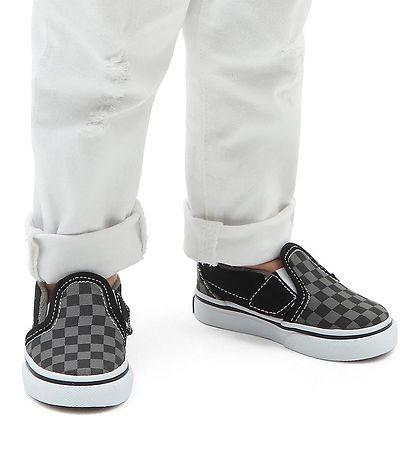Vans Sko - Slip-On V Checkerboard - Sort/Gr?