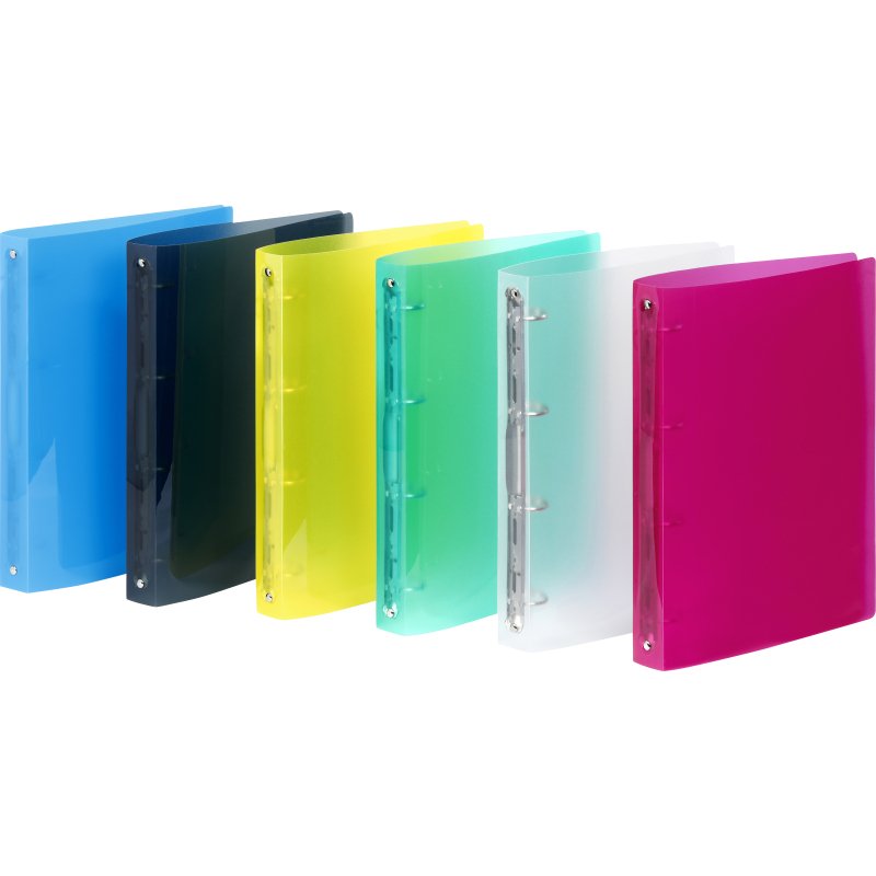 Classeur 4 anneaux plastifié Propyglass Viquel - dos 3,5 cm - couleurs translucides assorties