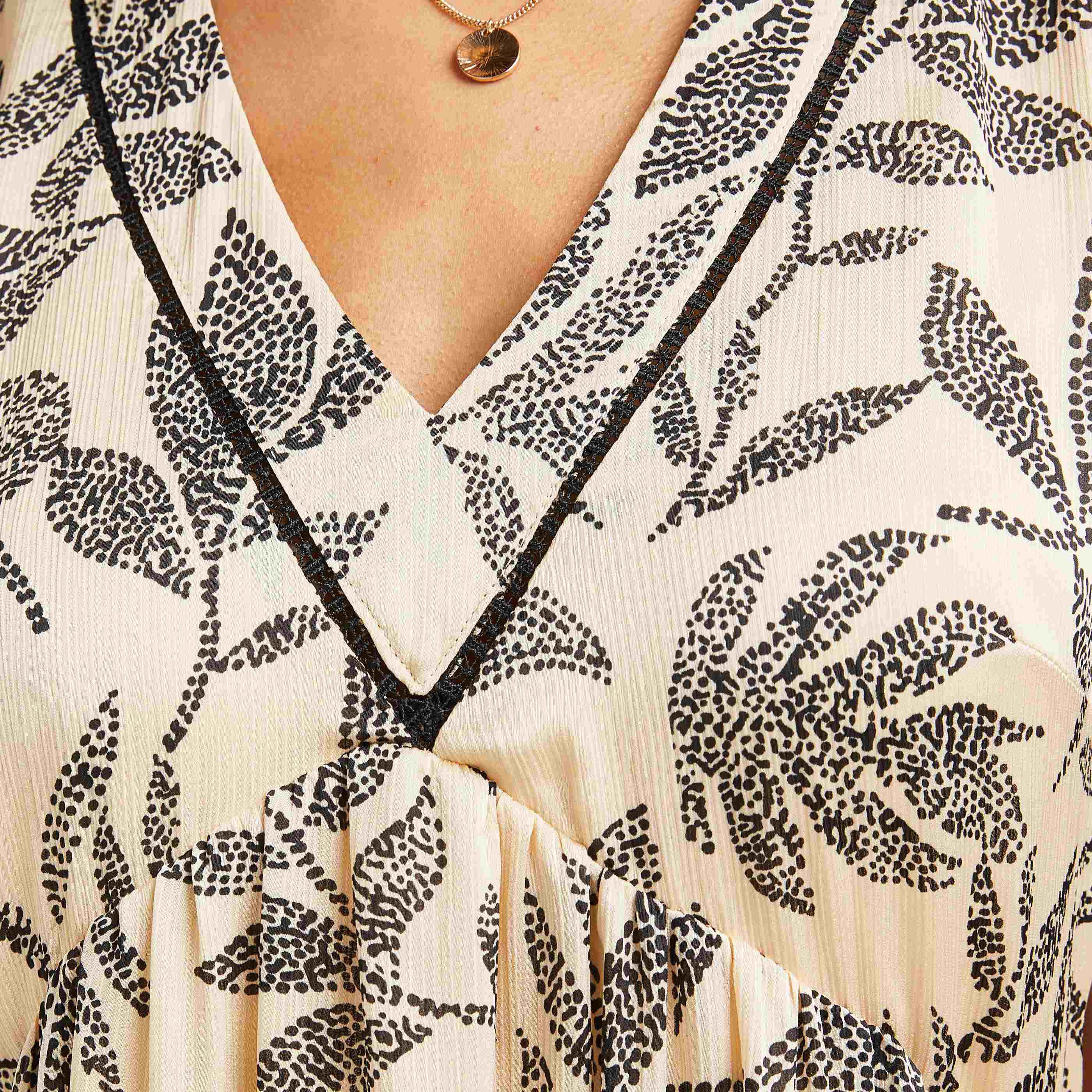 Robe longue imprimée femme - BEIGE
